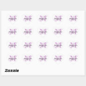 Stickers de mariage violet Monogramme Forme cardia (Feuille)