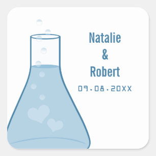 Stickers de mariage Whimsical Beaker, Bleu