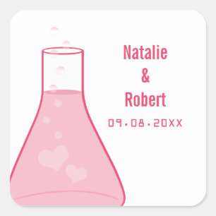 Stickers de mariage Whimsical Beaker, rose