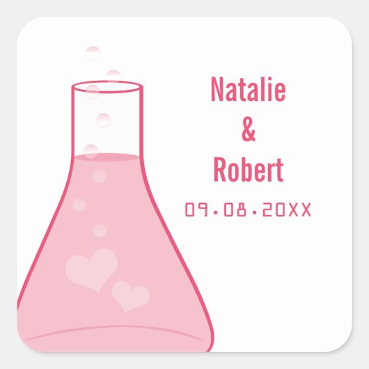 Stickers de mariage Whimsical Beaker, rose (Devant)