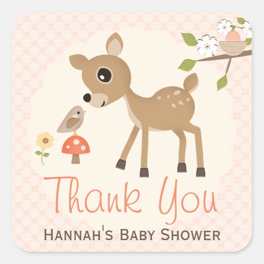 Stickers de Merci de Baby shower de cerfs de bois (Devant)