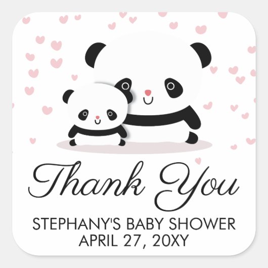 Stickers de Merci de Baby shower Panda élégant (Devant)