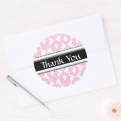 Stickers de Merci de correspondance en Damas roses (Enveloppe)