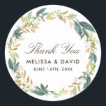 Stickers de Merci de  de couronne de bois<br><div class="desc">Stickers de Merci de  à fleurs de bois créés par Colorful Designs Inc. Copyright 2017. Tout le texte peut être modifié.</div>
