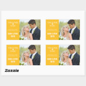 Stickers de Merci de Mariage jaune coeur mignon (Feuille)