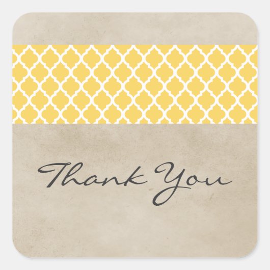 Stickers de Merci de Quatrefoil Rustique Jaune (Devant)