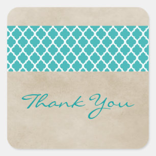 Stickers de Merci de Quatrefoil turquoise