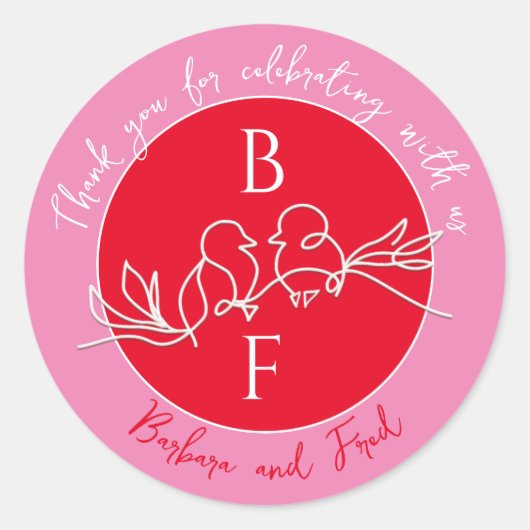 Stickers de Merci Mariage contemporain pour les fa (Devant)