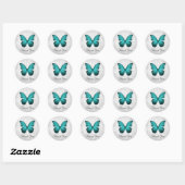 Stickers de Merci papillon turquoise (Feuille)