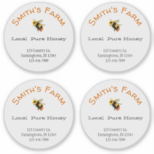 Stickers de miel sur mesure rond transparent (Devant)
