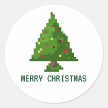 Stickers de Noël 8 bits Geek Pixel Tree