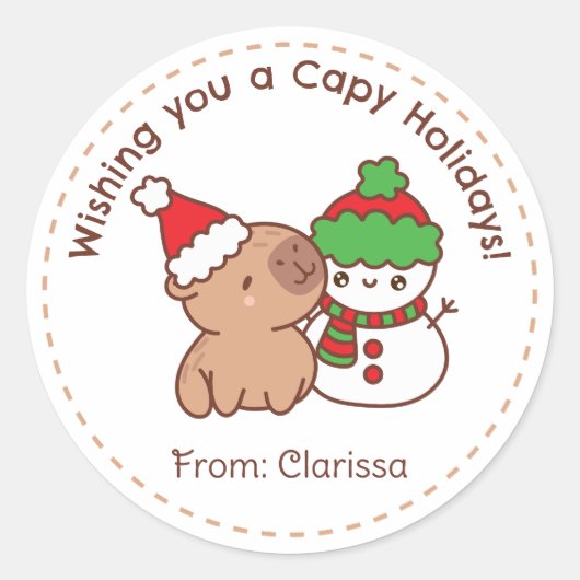 Stickers de Noël amusants - Capybara & Snowman (Devant)