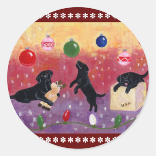 Stickers de Noël Black Labrador Retriever