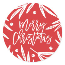 Stickers de Noël botanique moderne - Rouge