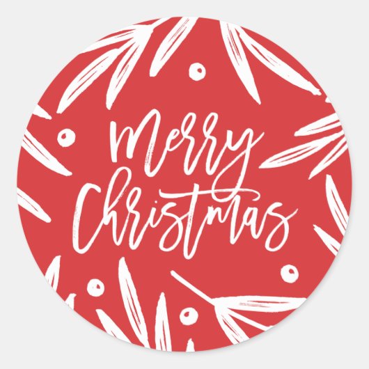 Stickers de Noël botanique moderne - Rouge (Devant)