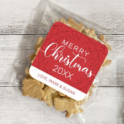 Stickers de Noël carré (rouge)