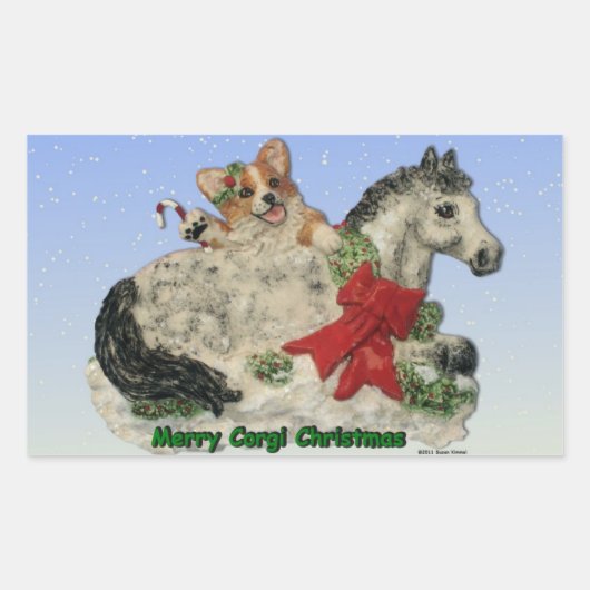 Stickers de Noël Corgi & Pony Merry Corgi (Devant)