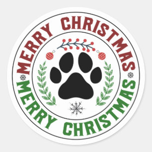 Stickers de Noël de chien Paw Joyeux