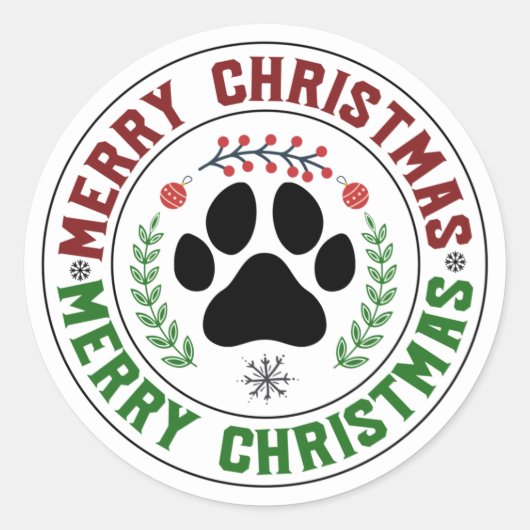 Stickers de Noël de chien Paw Joyeux (Devant)