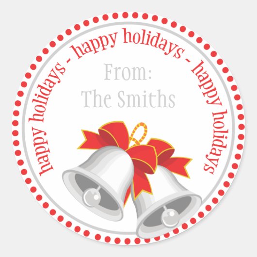 Stickers de Noël des cloches d'argent (Joyeuses fê (Devant)