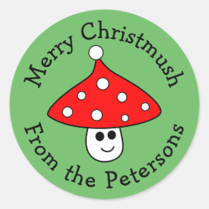 Stickers de Noël du champignon de Santa Hat