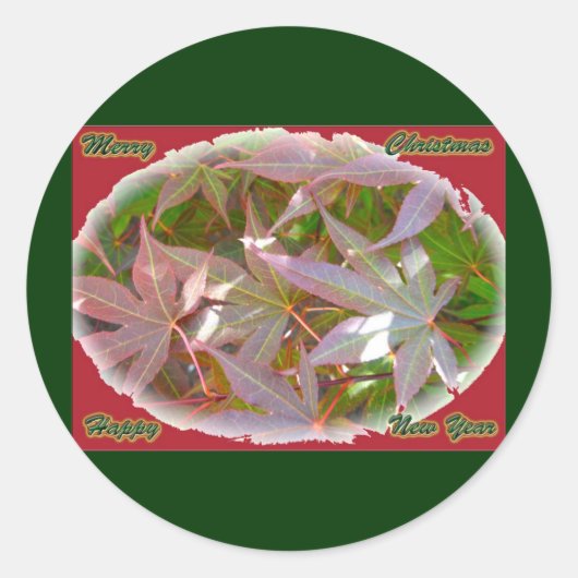 Stickers de Noël Feuille Rouge Vert érable (Devant)