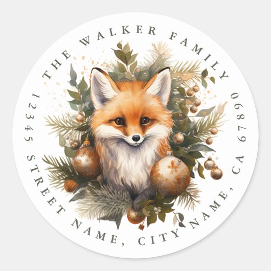 Stickers de Noël Fox Round (Devant)