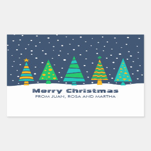 Stickers de Noël gros sapins neigeux
