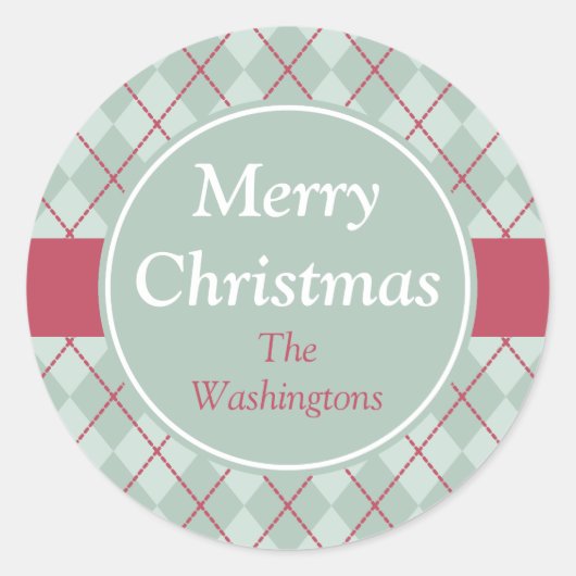 Stickers de Noël Jacquard vert givré (Devant)