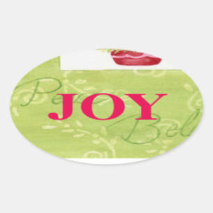 Stickers de Noël Joy Bold et beau ovale