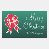 Stickers de Noël Joyeux Bow rouge personnalisé (Devant)