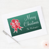 Stickers de Noël Joyeux Bow rouge personnalisé (Enveloppe)