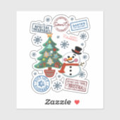 Stickers de Noël joyeux pour l'hiver (Feuille)