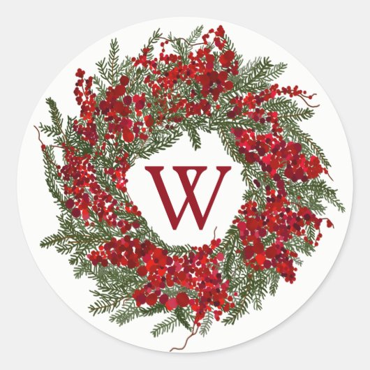 Stickers de Noël Monogram Holiday Wreath (Devant)