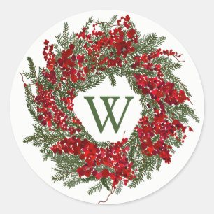 Stickers de Noël Monogram Holiday Wreath
