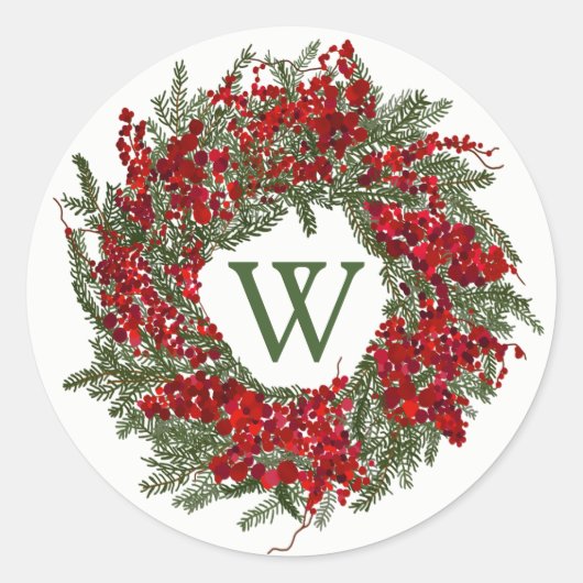 Stickers de Noël Monogram Holiday Wreath (Devant)