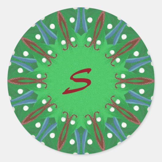 Stickers de Noël Monogramme de kaléidoscope (Devant)