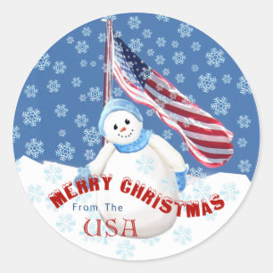 Stickers de Noël Patriotique Snowman avec American