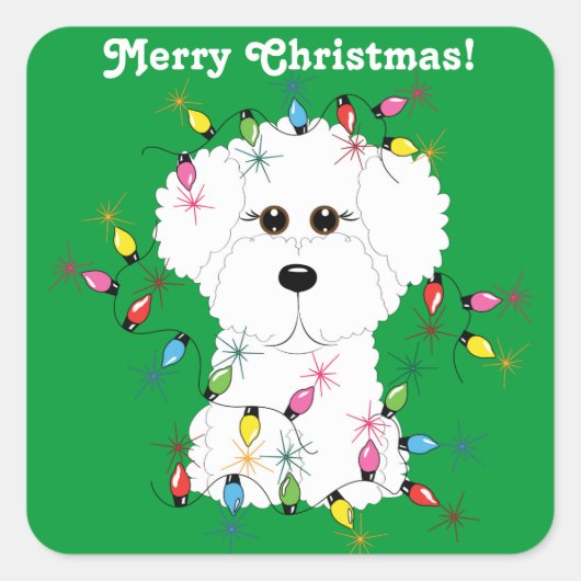 Stickers de Noël personnalisables Bichon Frise (Devant)
