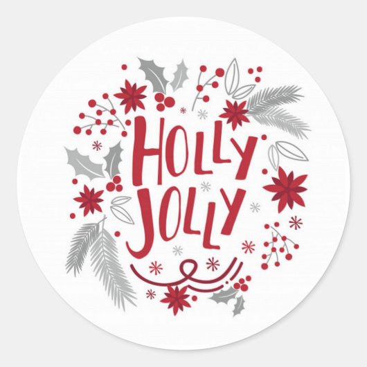 Stickers de Noël personnalisables Holly Jolly (Devant)