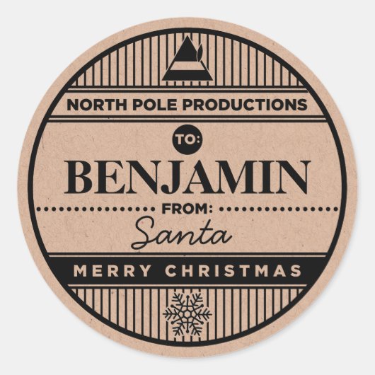 Stickers de Noël personnalisés du Pôle Nord (Devant)