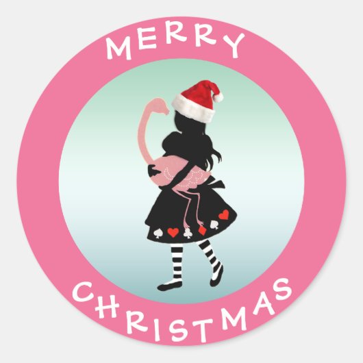 Stickers de Noël rose Alice & Flamant rose (Devant)