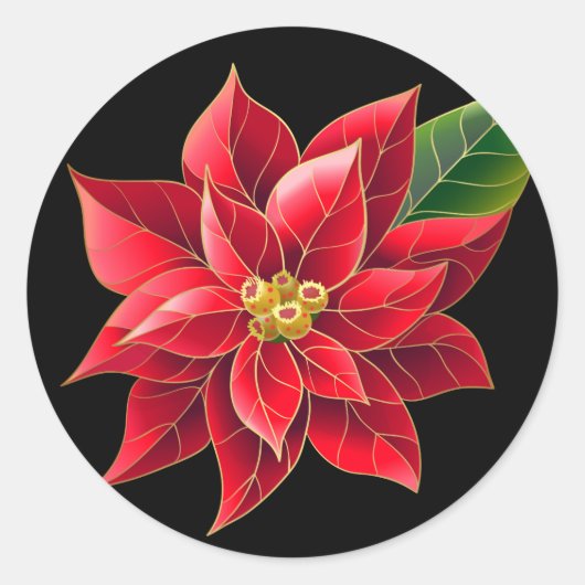 Stickers de Noël-Rouge Poinsettia (Devant)