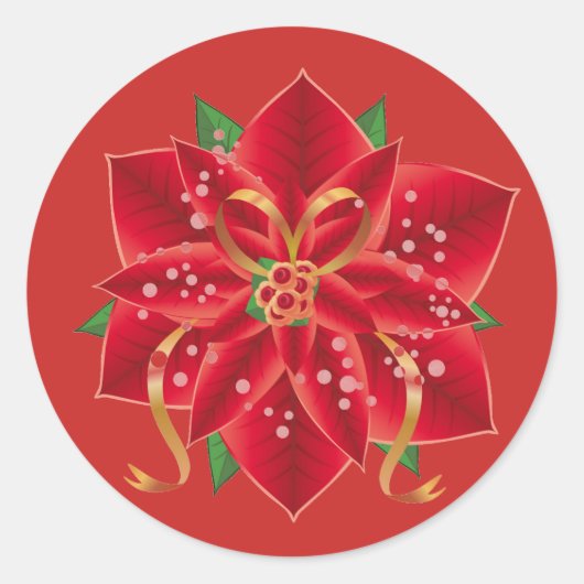 Stickers de Noël-Rouge Poinsettia (Devant)