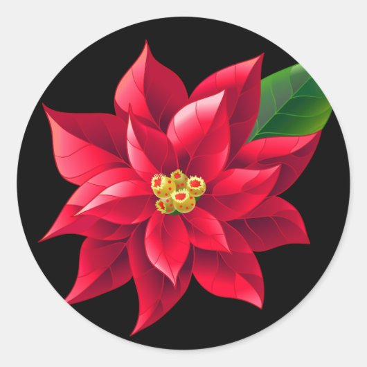 Stickers de Noël-Rouge Poinsettia (Devant)