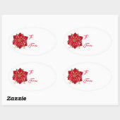 Stickers de Noël-Stickers rouge Poinsettia Oval (Feuille)