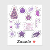 Stickers de Noël violet (Feuille)