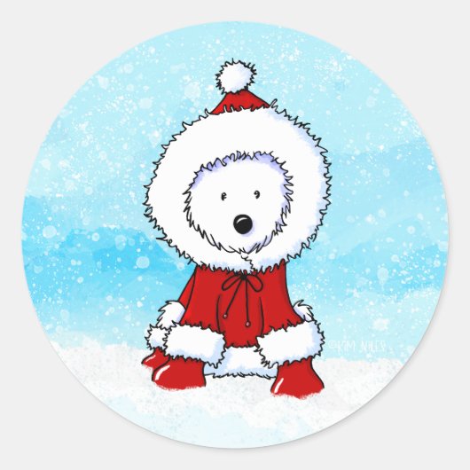 Stickers de Noël Westie Round (Devant)