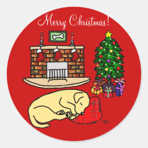 Stickers de Noël Yellow Labrador Retriever