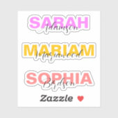 Stickers de nom complet couleur élégant pour fille (Feuille)